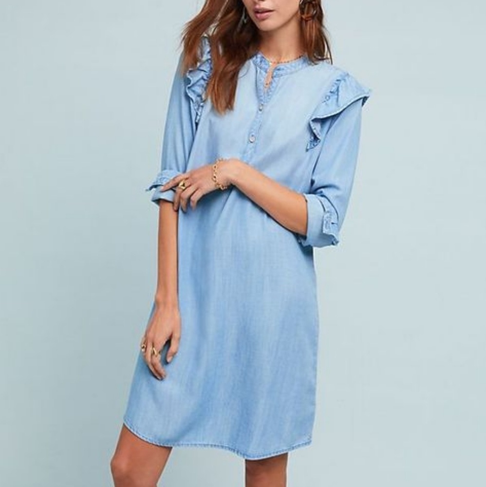 Anthropologie Cloth and Stone Ruffled Shirtdress